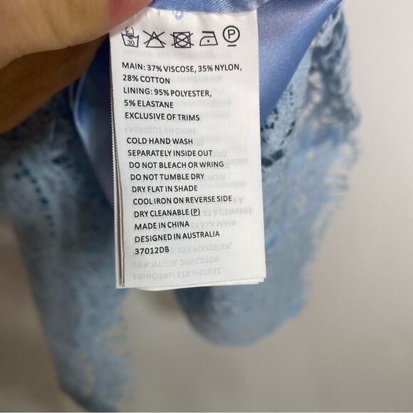 Bardot Karlie Cold Shoulder Blue Lace Midi Cocktail Dress - Picture 12 of 12